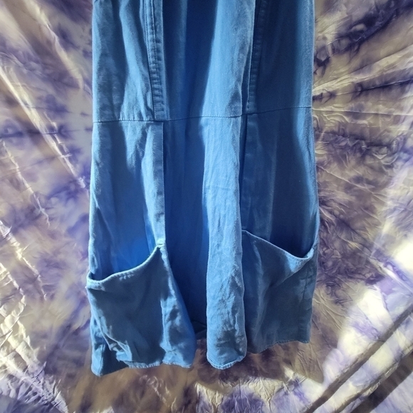 Jessica Simpson Blue Halter Pleated Neckline Deep Front Pockets A-line Dress 6 - Picture 4 of 15